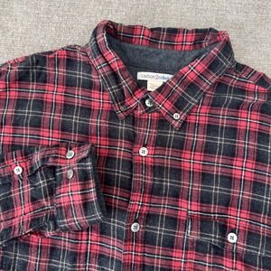 Carbon 2 Cobalt Flannel Shirt Mens L Red Black Plaid Lined Long Sleeve Button Up